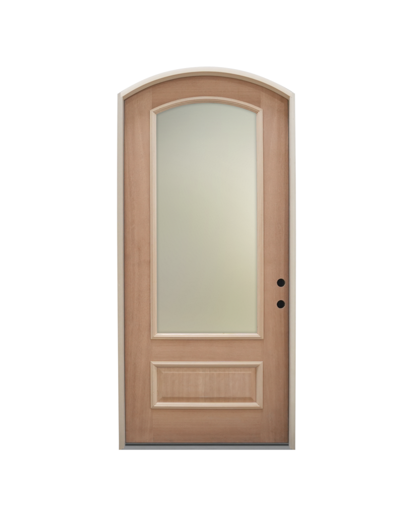 1013 three-quarter lite arch top single entry door with hammered glass, hinged left