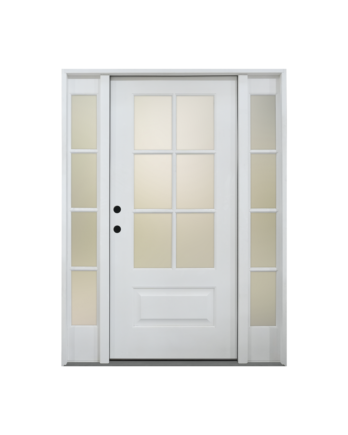 1007 six-lite smooth fiberglass entry door with SDL sidelites