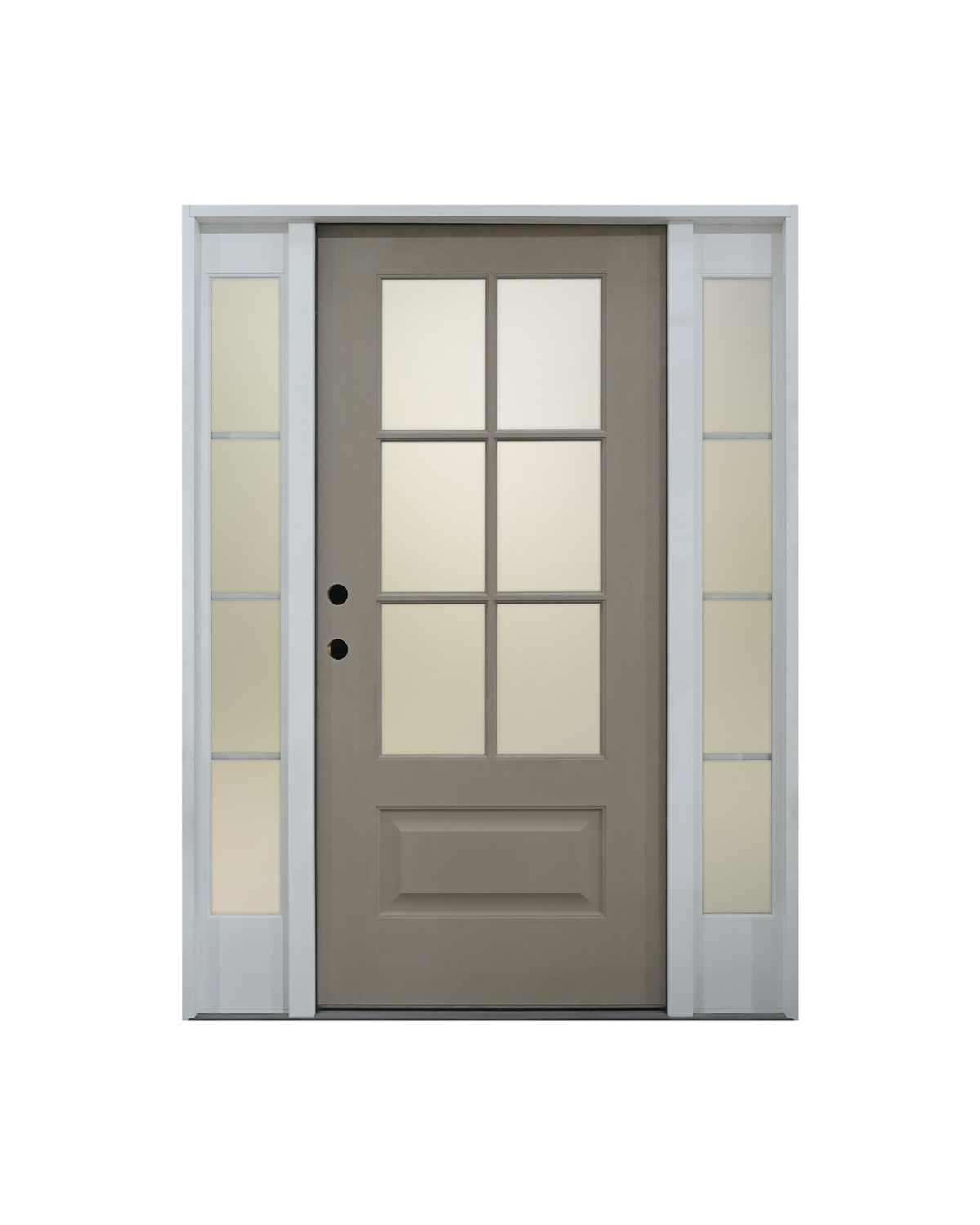 1009 six-lite textured fiberglass entry door with GBG sidelites