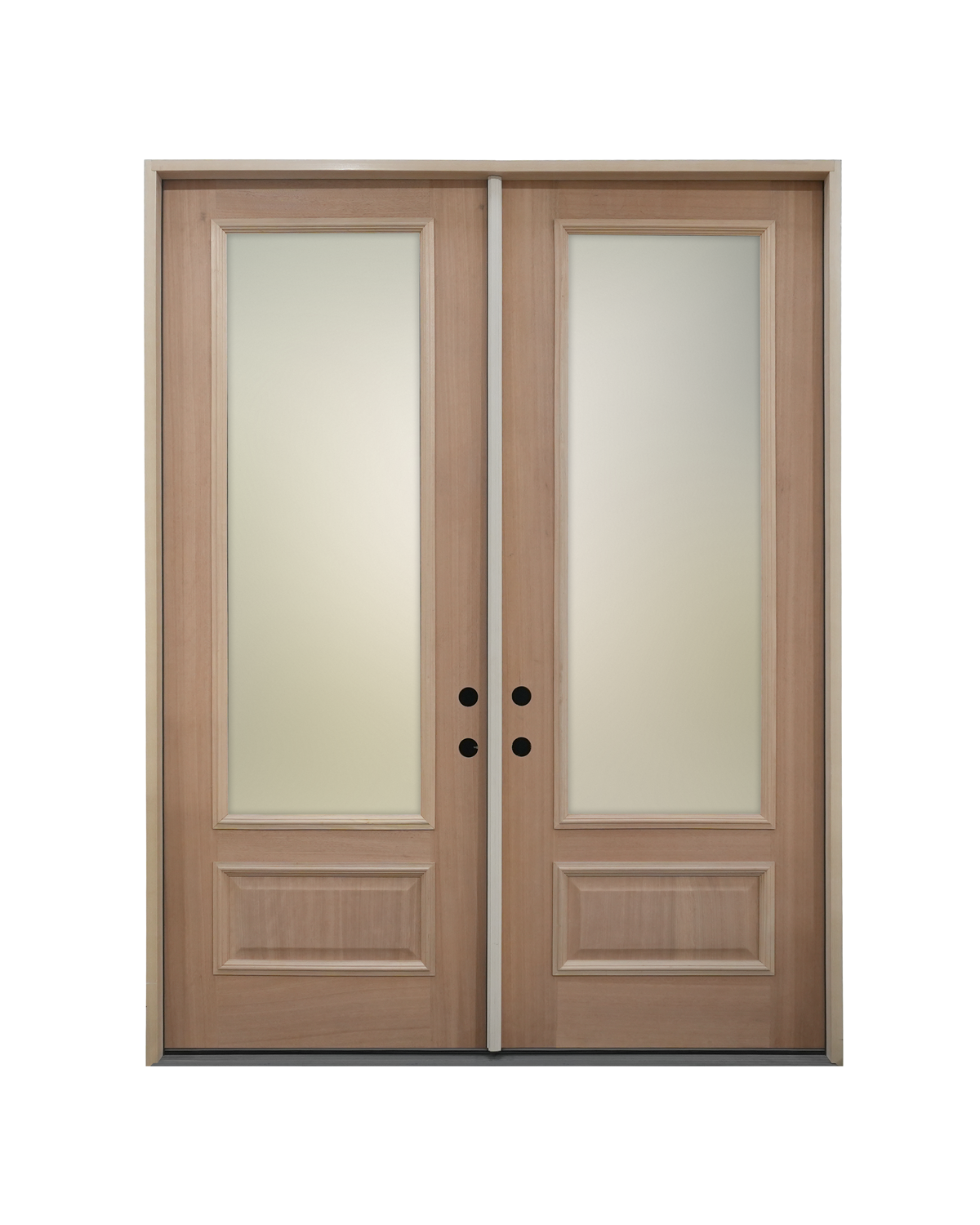 1028 three-quarter lite mahogany double entry door with square top