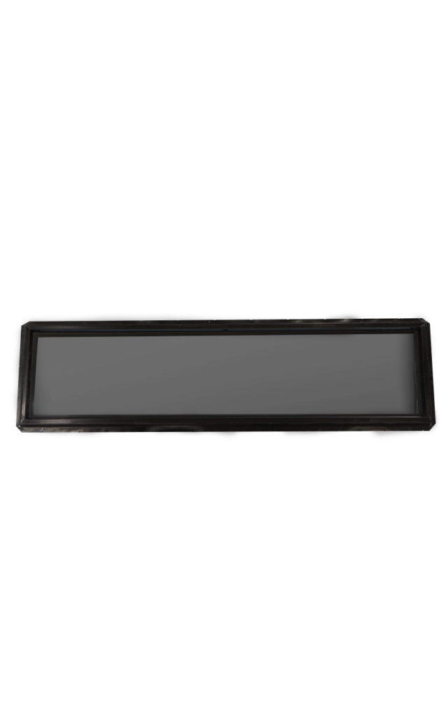 Black fixed transom window, long and narrow
