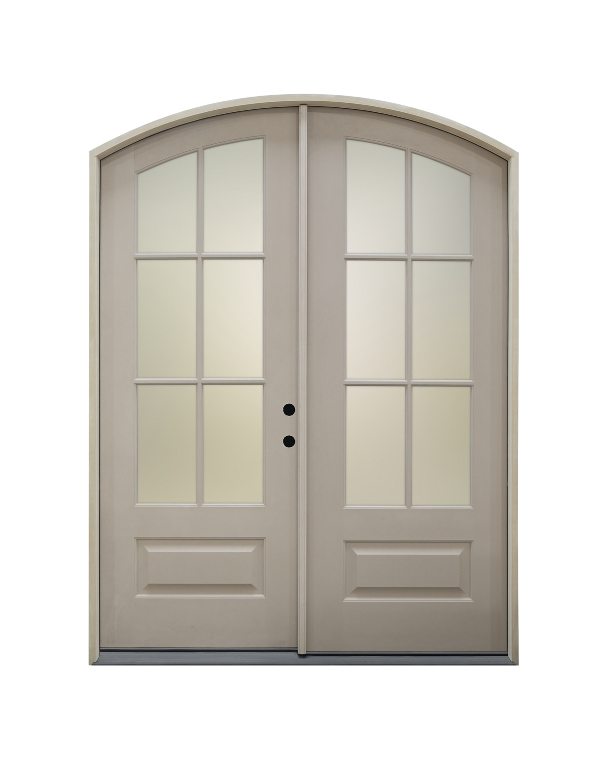1012 three-quarter lite six-panel arch top double entry door with clear glass