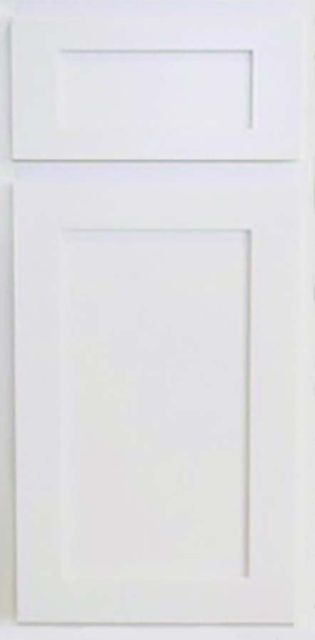 White painted shaker cabinet door and drawer front