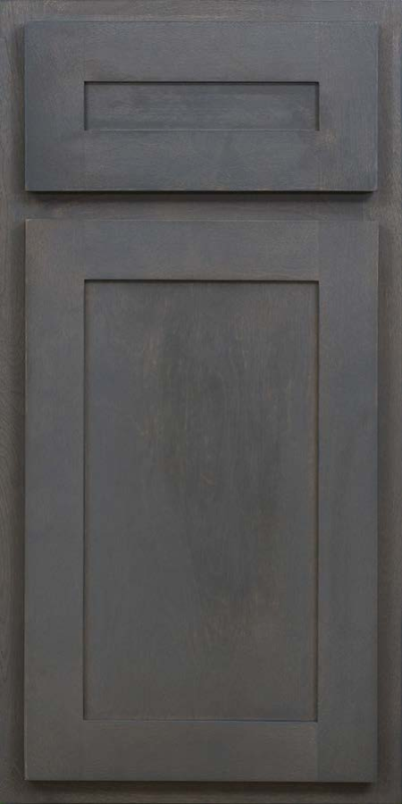Storm stained shaker cabinet door and drawer front in grey