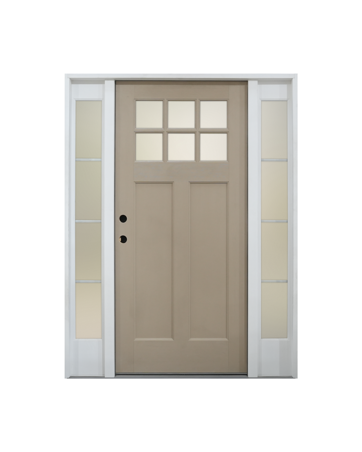 1006 six-lite craftsman textured fiberglass entry door with GBG sidelites