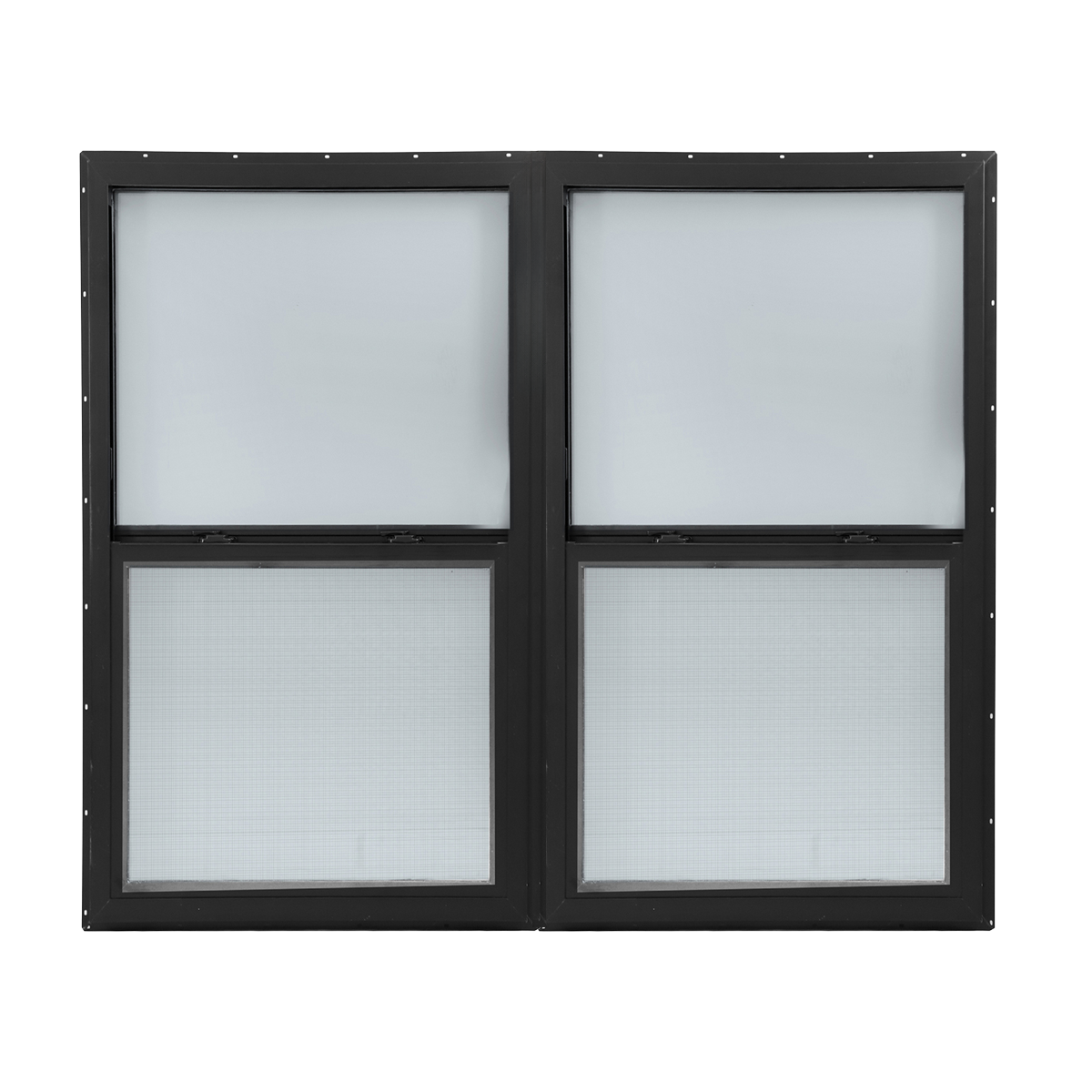 Black twin single hung window unit