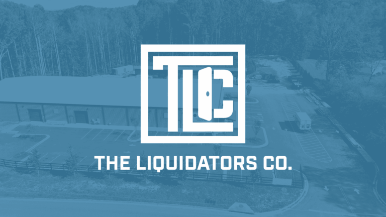 The Liquidators Co. logo over an aerial view of the building