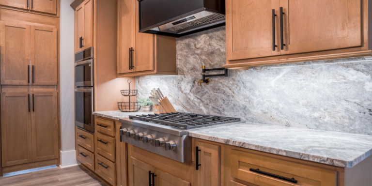 Shaker style kitchen cabinets installed in a North Georgia home